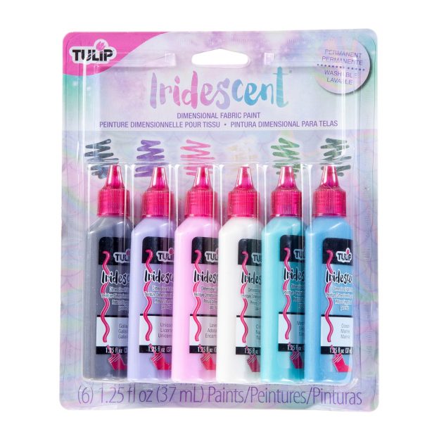 0059821 iridescent dimensional fabric paint 6 pack