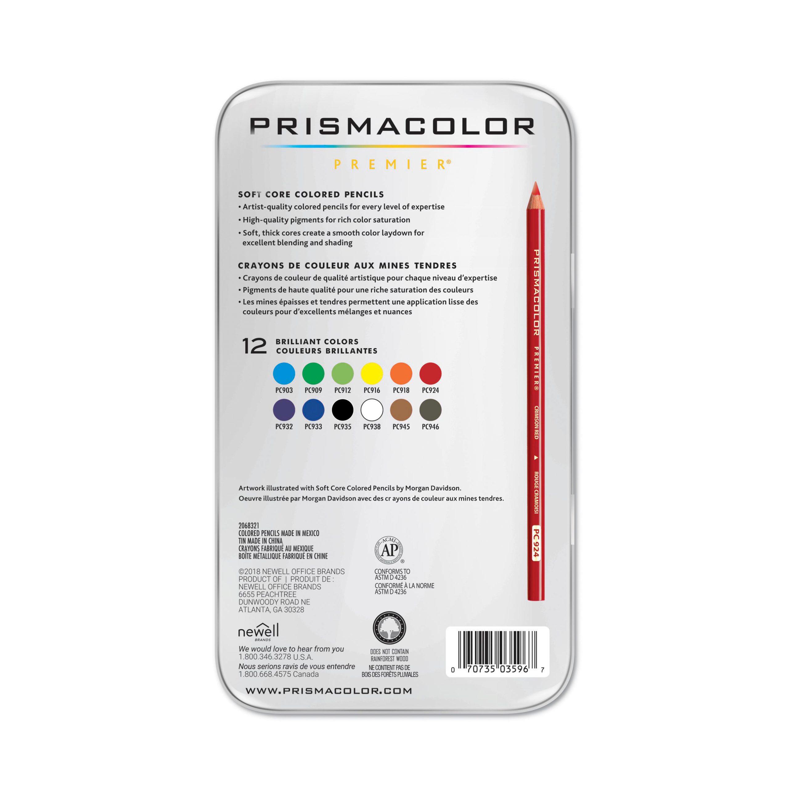 PC952 Prismacolor Premier Pencils Set of 12 Back